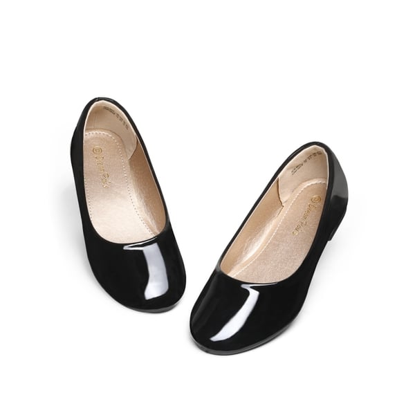 Girl's Slip on Ballerina Flats - BLACK PAT - 4